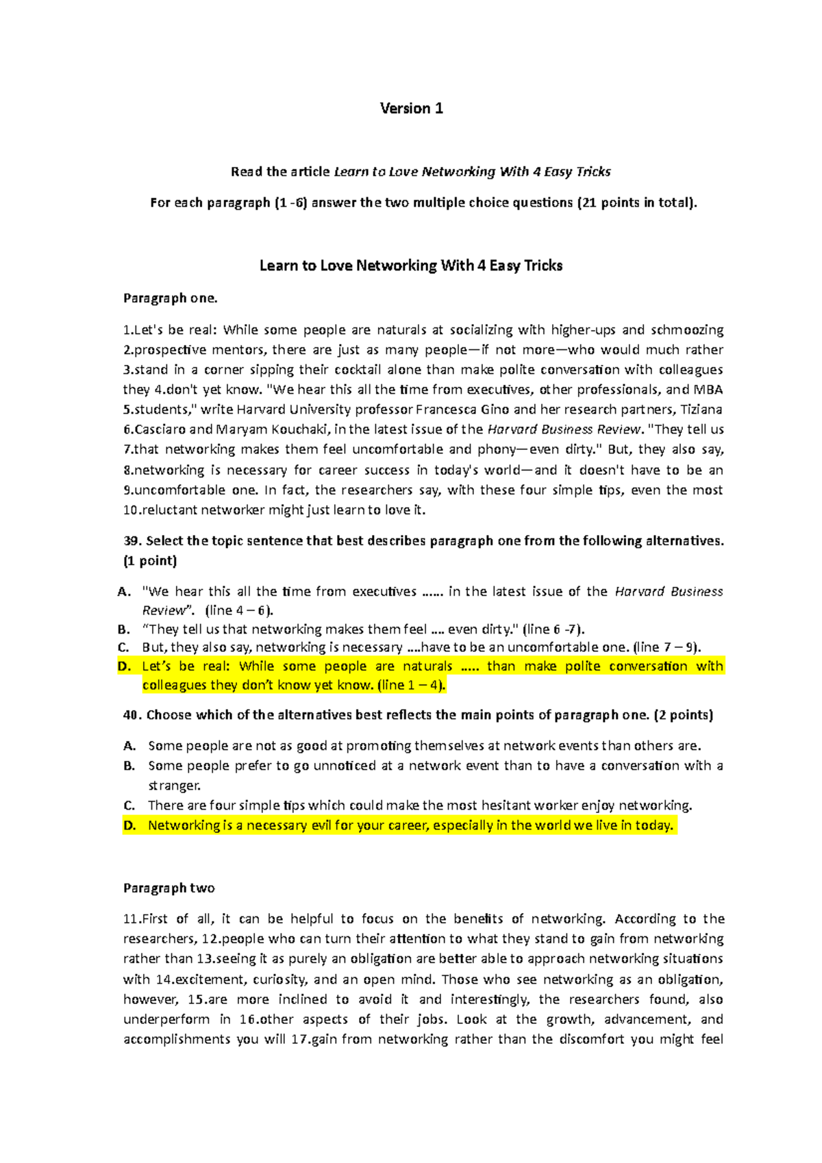 Learn to love networking. Part 5 on Networking text version 1 Version