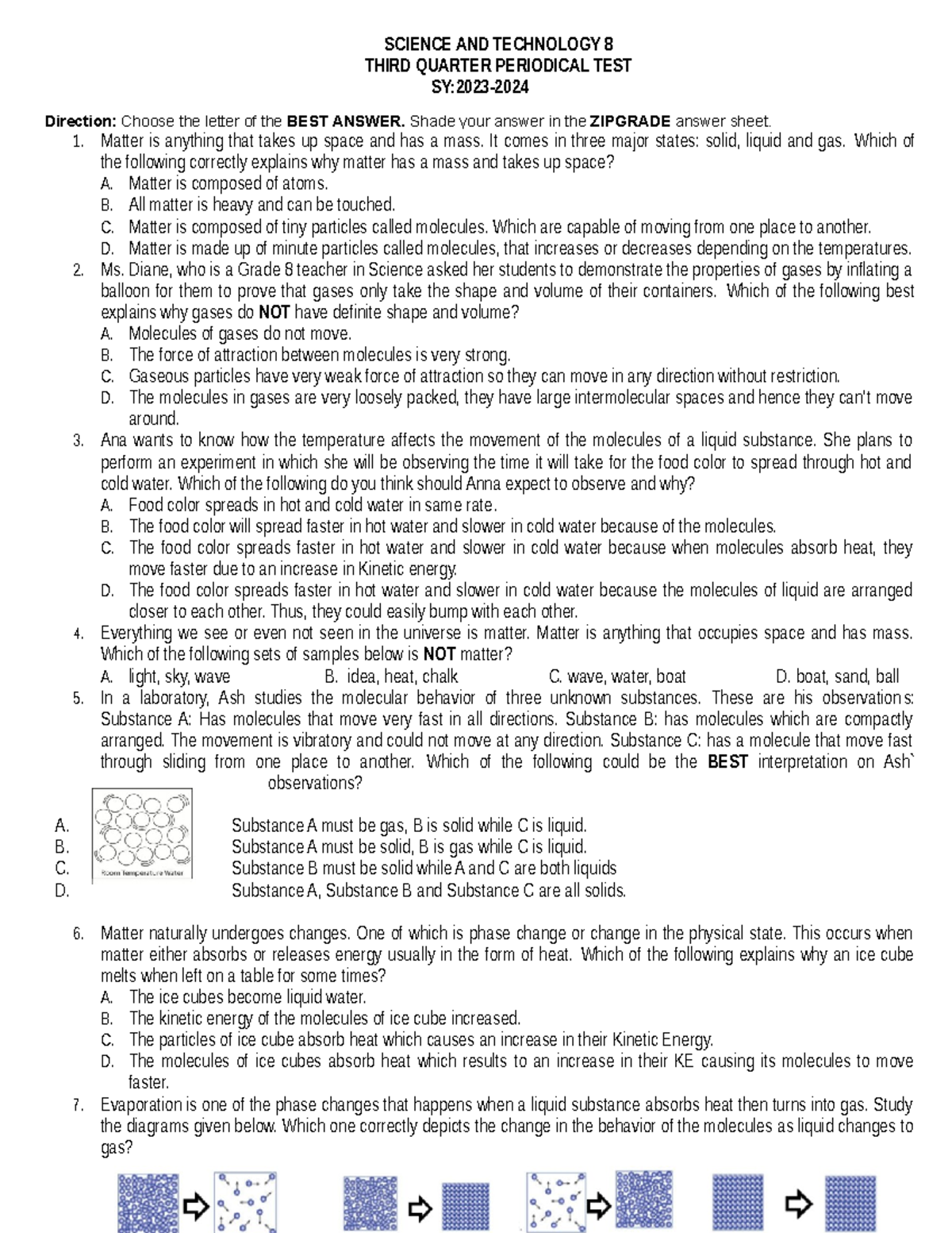 Third Periodical TEST SOLO - SCIENCE AND TECHNOLOGY 8 THIRD QUARTER ...