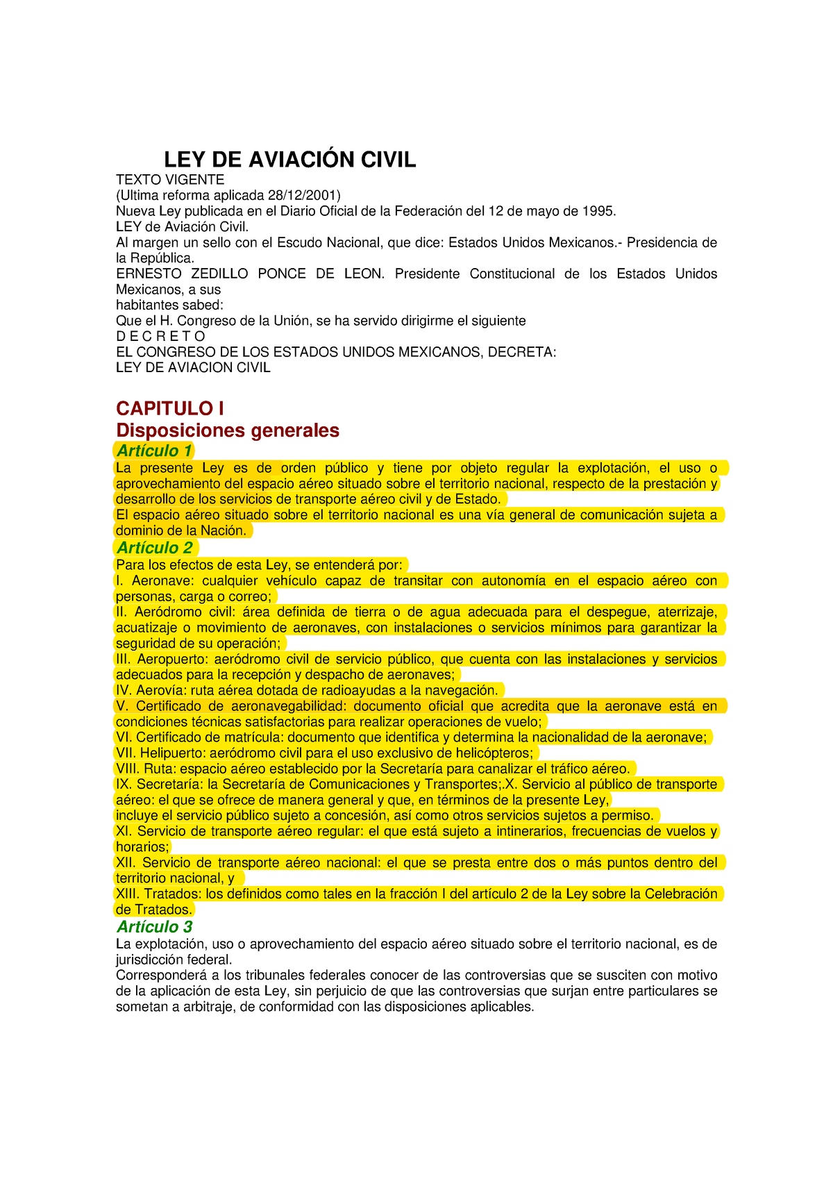 Ley Civil - LEY DE AVIACIÓN CIVILLEY DE AVIACION CIVIL TEXTO VIGENTE ...