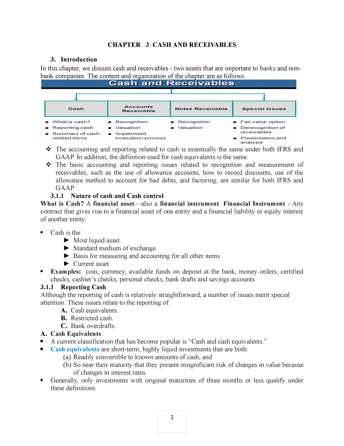 Chapter 3 - Cash And Receivables - CHAPTER 3 : CASH AND RECEIVABLES ...