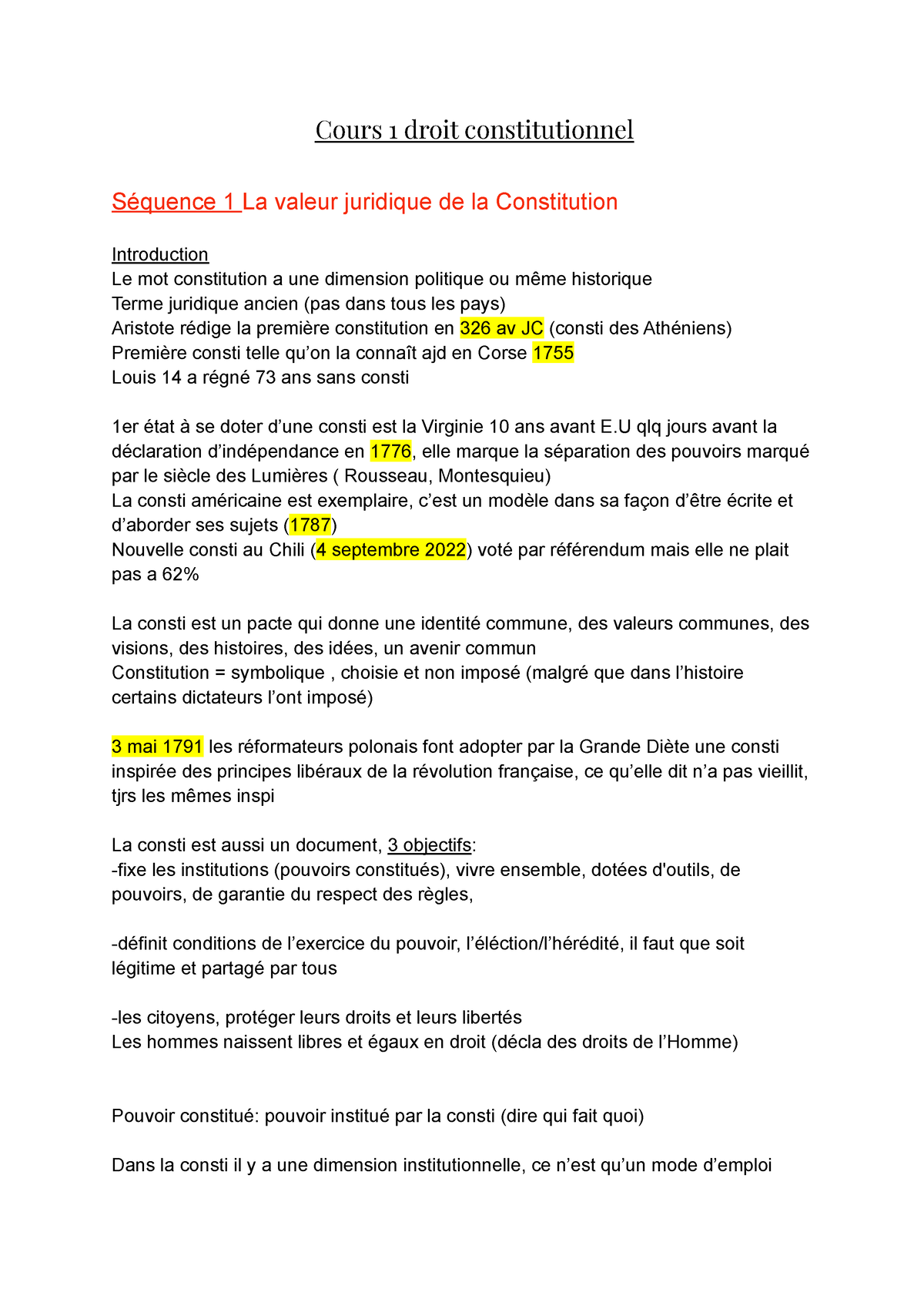 Cours 1 Droit Constitutionnel - Cours 1 Droit Constitutionnel Séquence ...