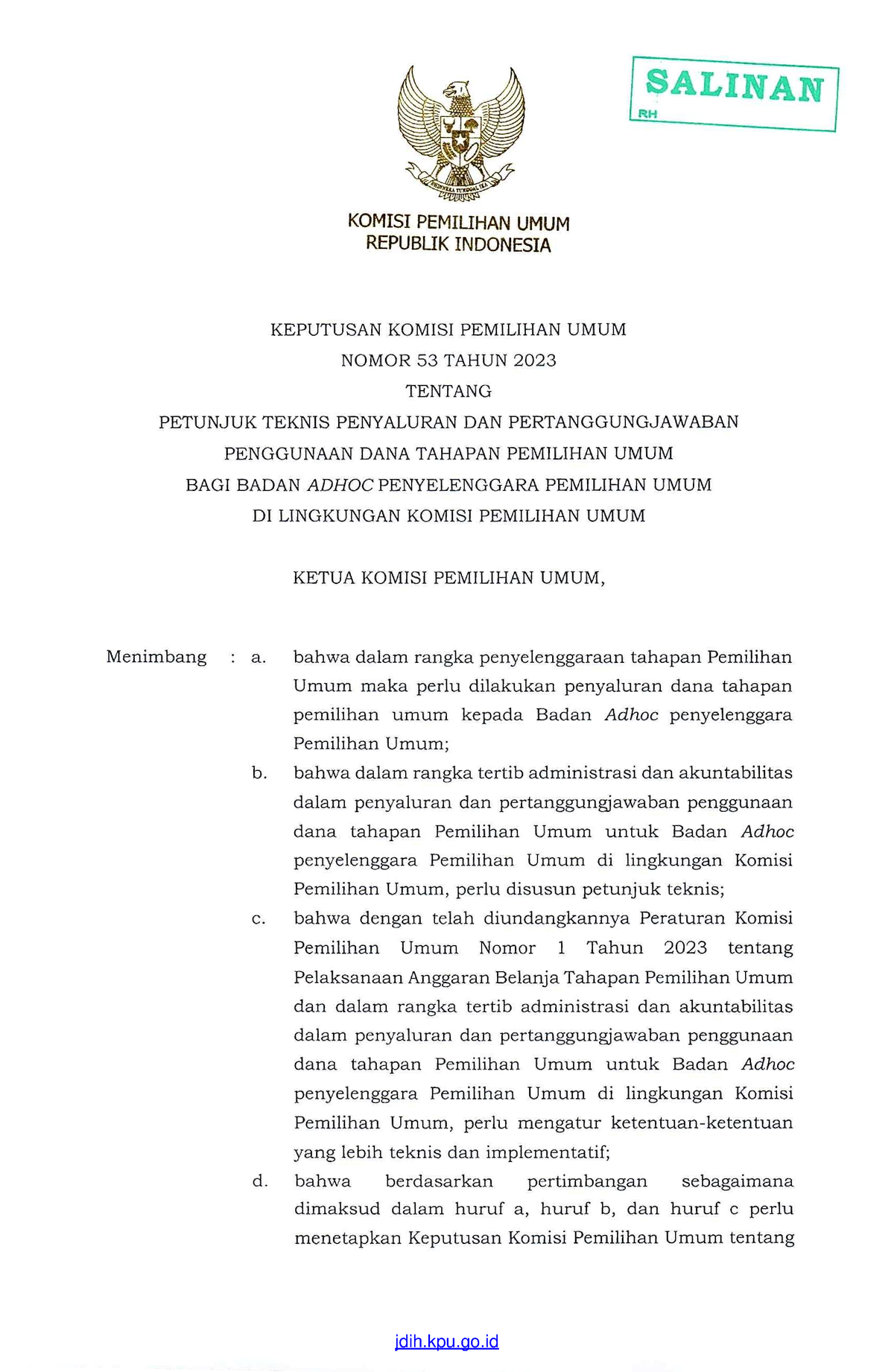 2023kpt053 - Keterangan - Petunjuk Teknis Penyaluran Dan ...