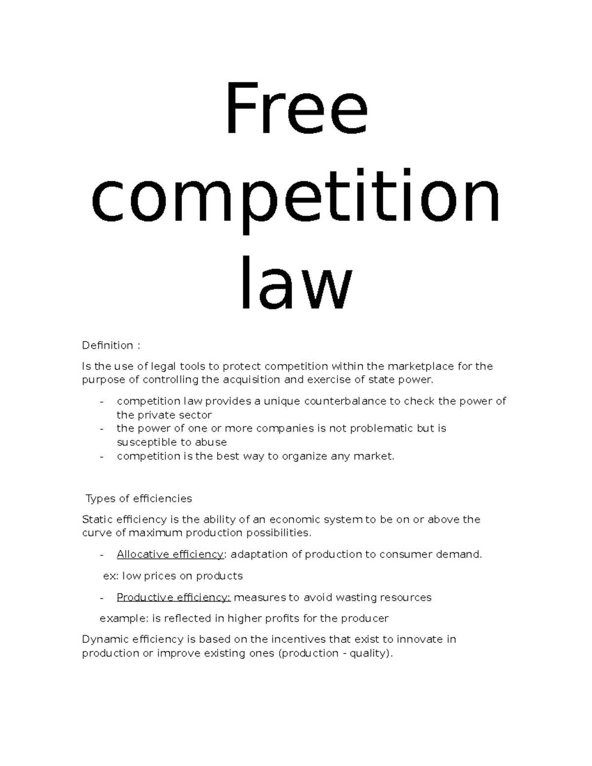 Free competition law traducido a ingles primara parte Free