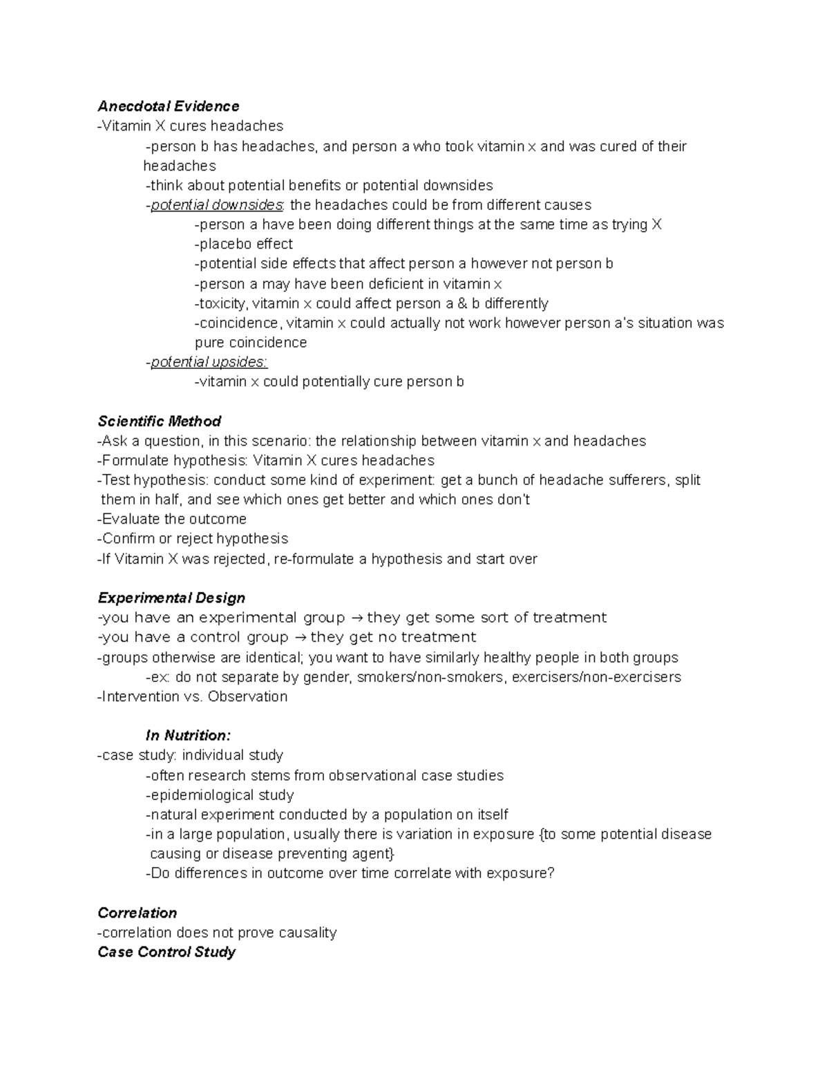 Nutri sci 132 Day 2 - 9 7 - Anecdotal Evidence -Vitamin X cures ...