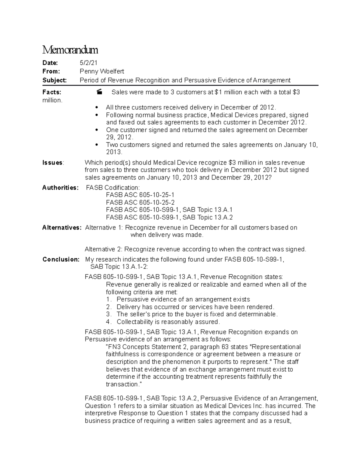 244-Research Memo Example 24 - ACC 244 - Intermediate Accounting I