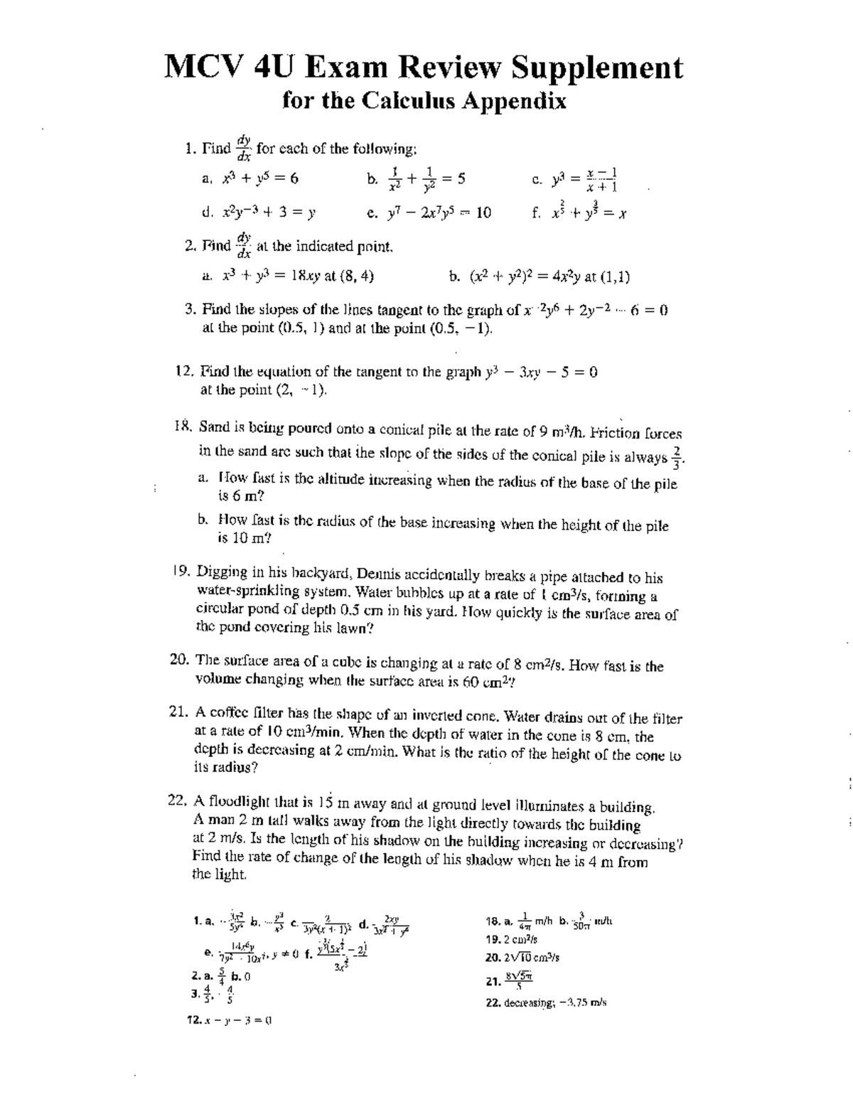 MCV Exam Review Supplement - MAT1339 - Studocu