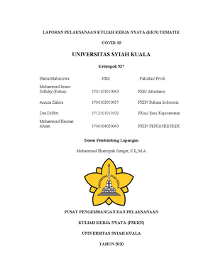 Laporan Pelaksanaan Kkn Kelompok 537 Laporan Akhir Studocu