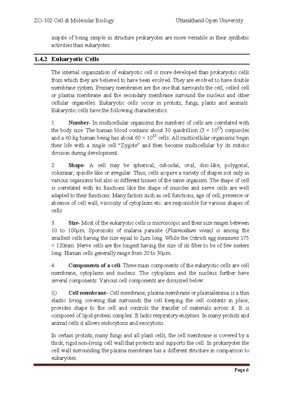 Unit1 - notes for elective - ZO-102 Cell & Molecular Biology ...
