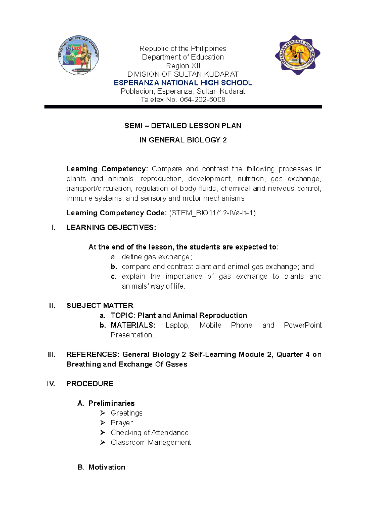 Lesson-Plan-module-2-quarter-4 - Republic of the Philippines Department ...