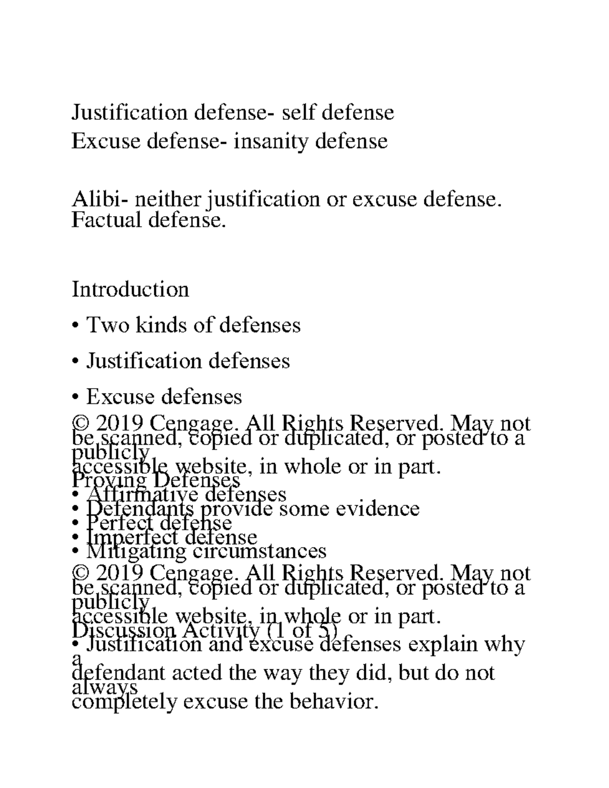 Chapter 5 Defenses TO Criminal Liability I Justification defense