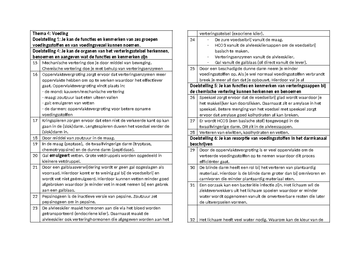 Thema 4 antwoorden leerdoelen - Thema 4: Voeding Doelstelling 1: Je kan