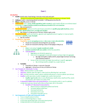 Community Health Exam 1 - SCROLL TO PAGE 3 FOR REVIEW Role of a ...