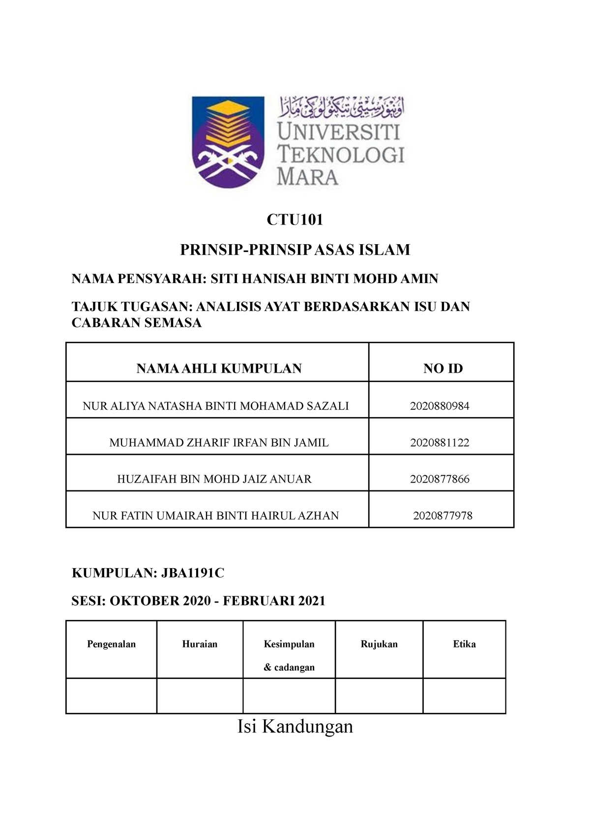 Analisis AYAT Berdasarkan ISU DAN Cabaran Semasa - CTU 