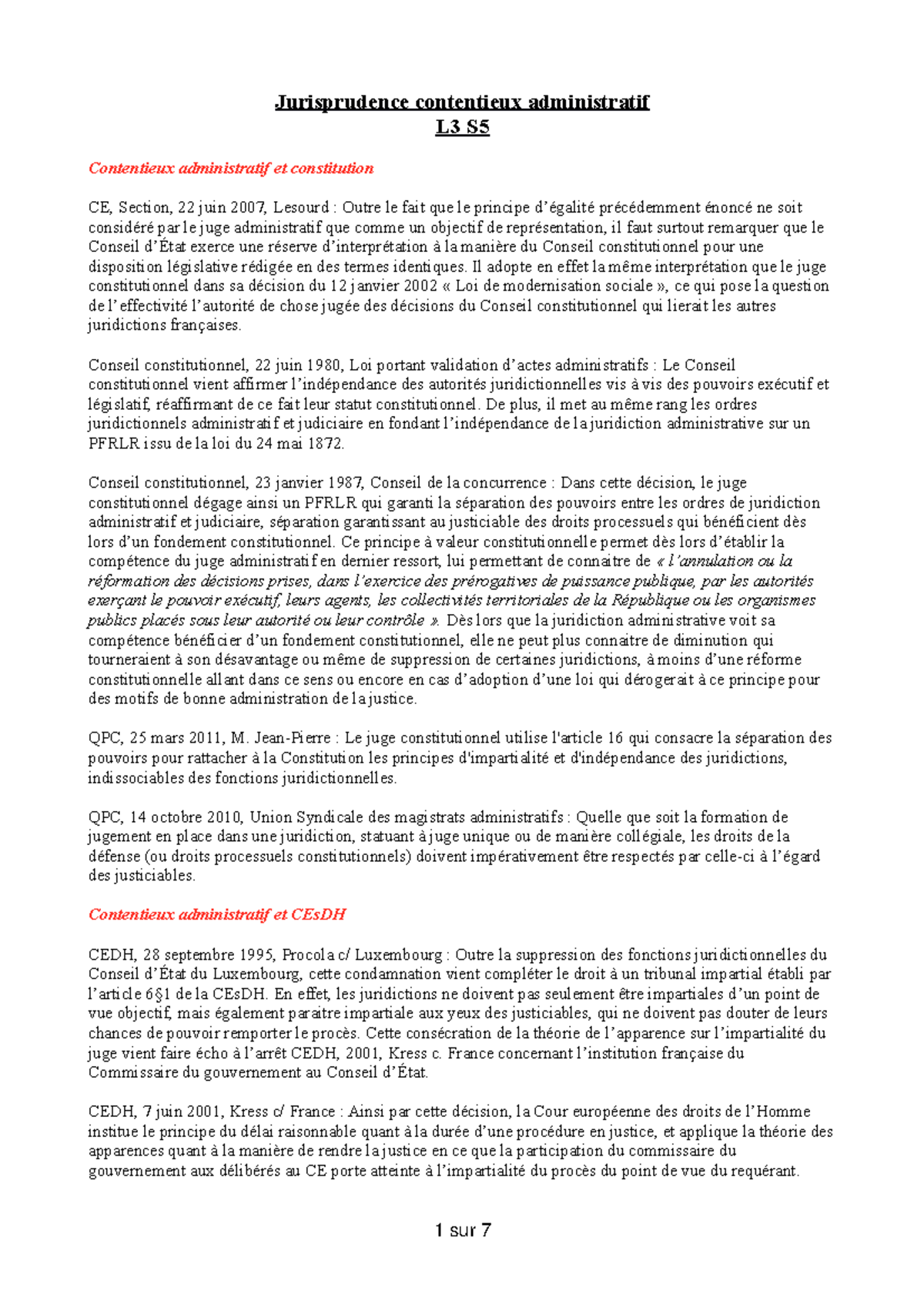 Fiche D Arrêt Conseil Constitutionnel 22 Juillet 1980 Jurisprudence contentieux administratif L3 S5 - Jurisprudence contentieux  administratif L3 S - Studocu