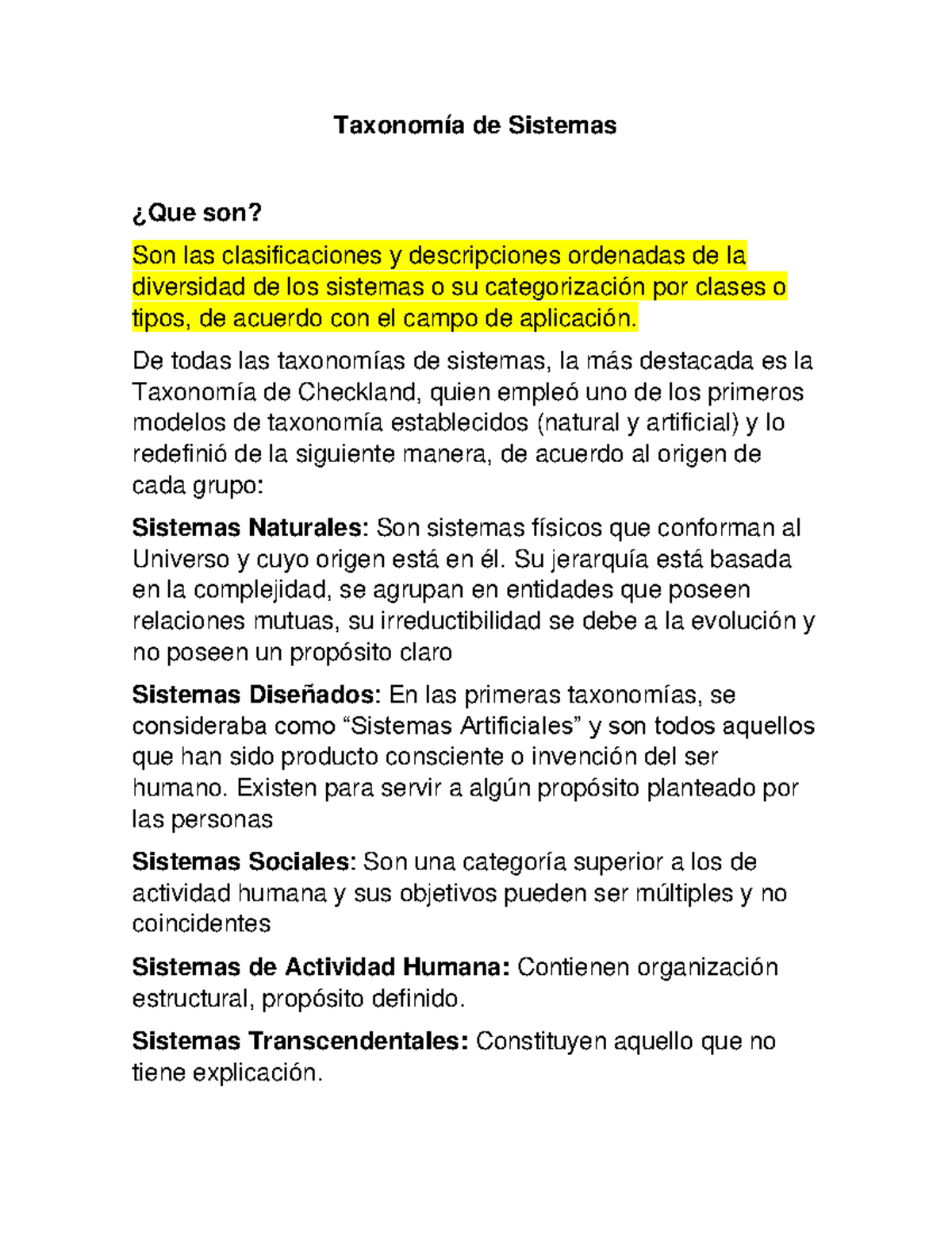 Taxonomía de Sistemas Ricardo Ortiz Taxonomía de Sistemas ¿Que son