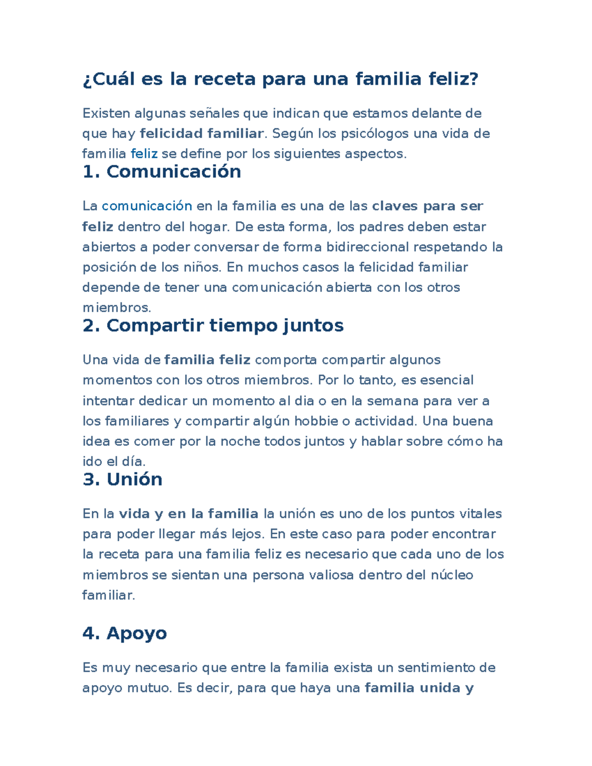 Receta PARA UNA Familia Feliz - ¿Cuál es la receta para una familia ...