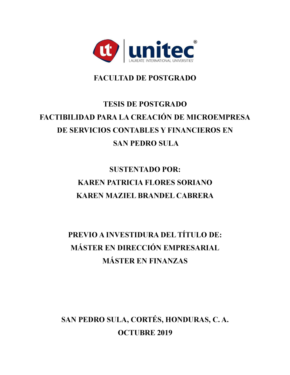 Proyecto I , II Y III Capitulo - FACULTAD DE POSTGRADO TESIS DE ...