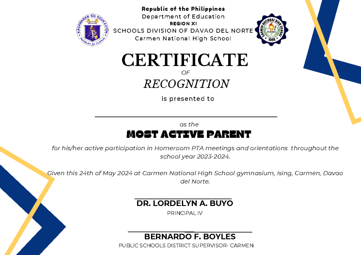 CERT Active Parent - sharing is caring - CERTIFICATE OF RECOGNITION is ...