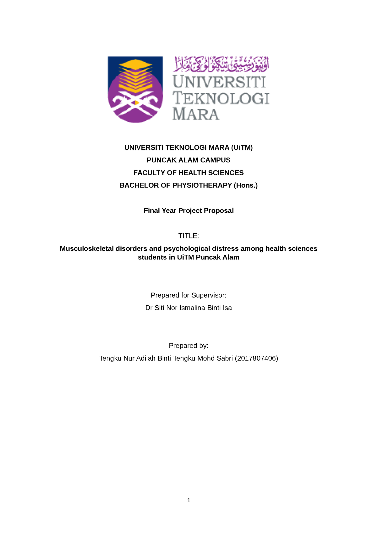 Final Proposal FYP Tengku Nur Adilah 2 HS244 2020 - UNIVERSITI ...