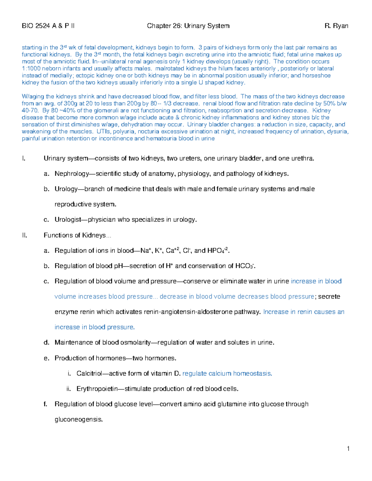 Chap+26 Urinary+System completed+notes - starting in the 3rd wk of ...