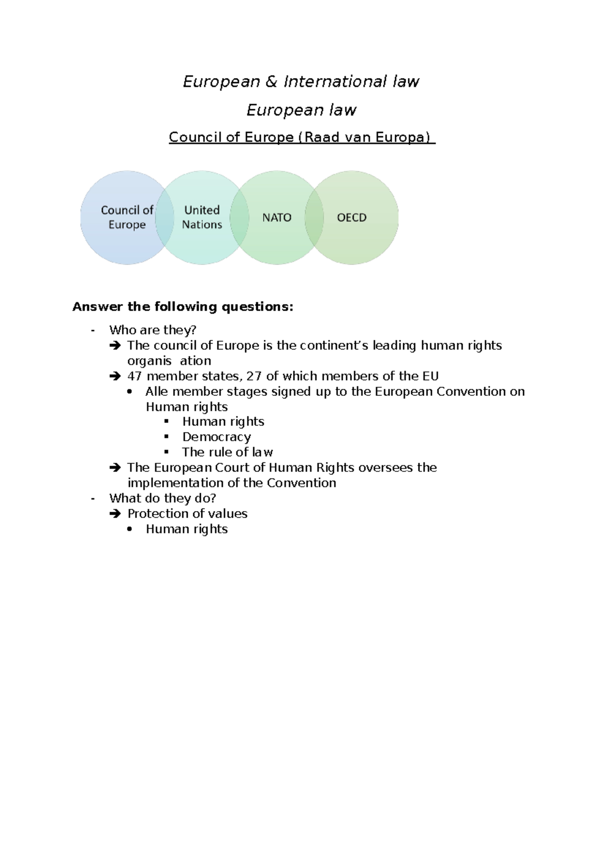 European & International Law Notities - European & International Law ...