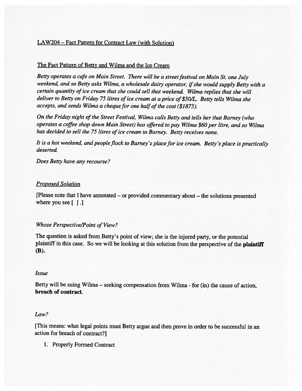 LAW204 Fact Pattern Contract Example law 204 Warning decodeScan