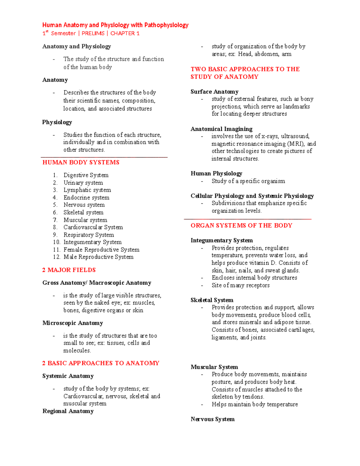 Anaphy C1 - Summary Seeley's Essentials of Anatomy and Physiology - 1 ...
