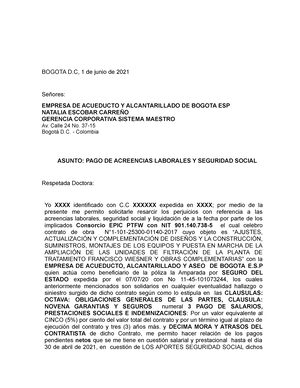 Modelo carta reclamación a EAABEl presente proyecto consiste en el diseño  del plan de negocio para - Studocu