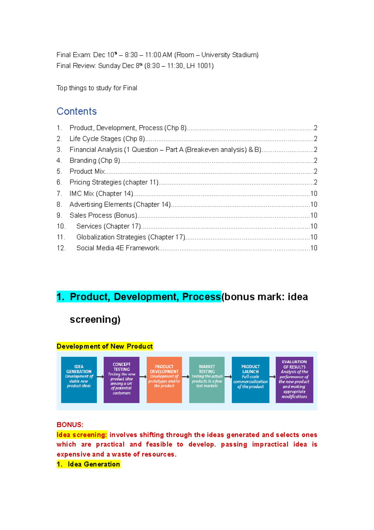 Final Exam review - Final Exam: Dec 10th – 8:30 – 11:00 AM (Room ...