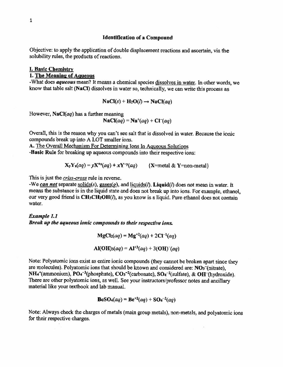 Identification Of A Compound Updated 1 Identification of a Compound