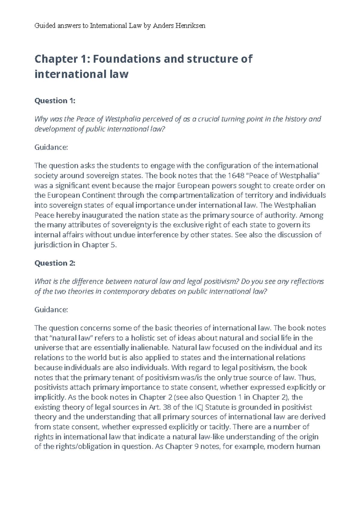 Guided answers to Anders Henriksen - Chapter 1: Foundations and ...