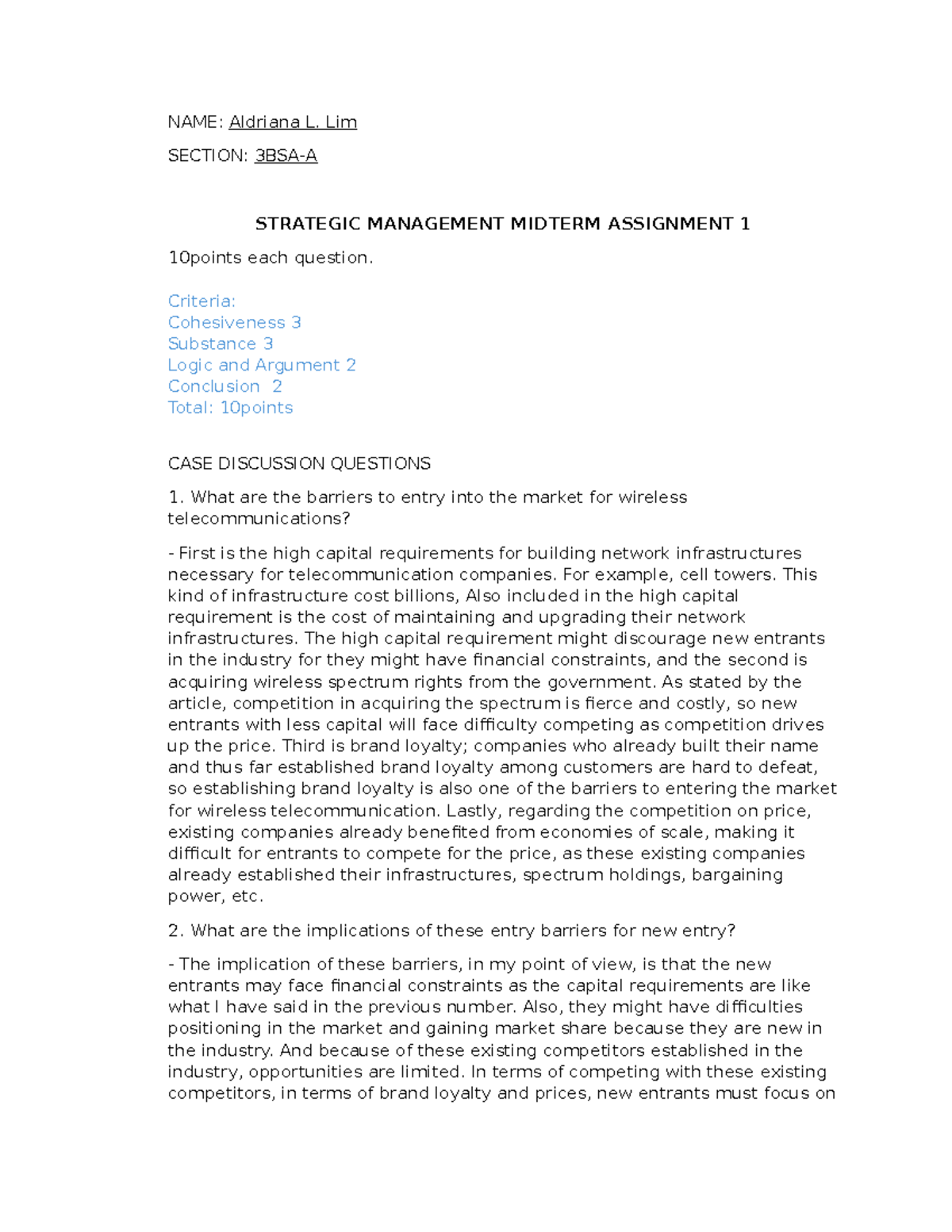 Strategic Management Midterm Assignment 1 20240415125656 - NAME ...