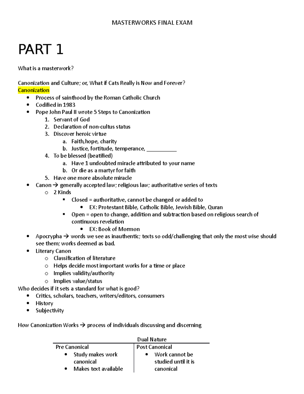 Masterworks Final Exam Review MASTERWORKS FINAL EXAM PART 1 What is a