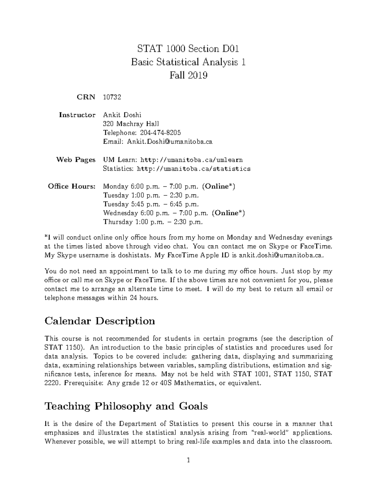 Course Syllabus - Summary Financial Accounting - STAT 1000 Section D ...