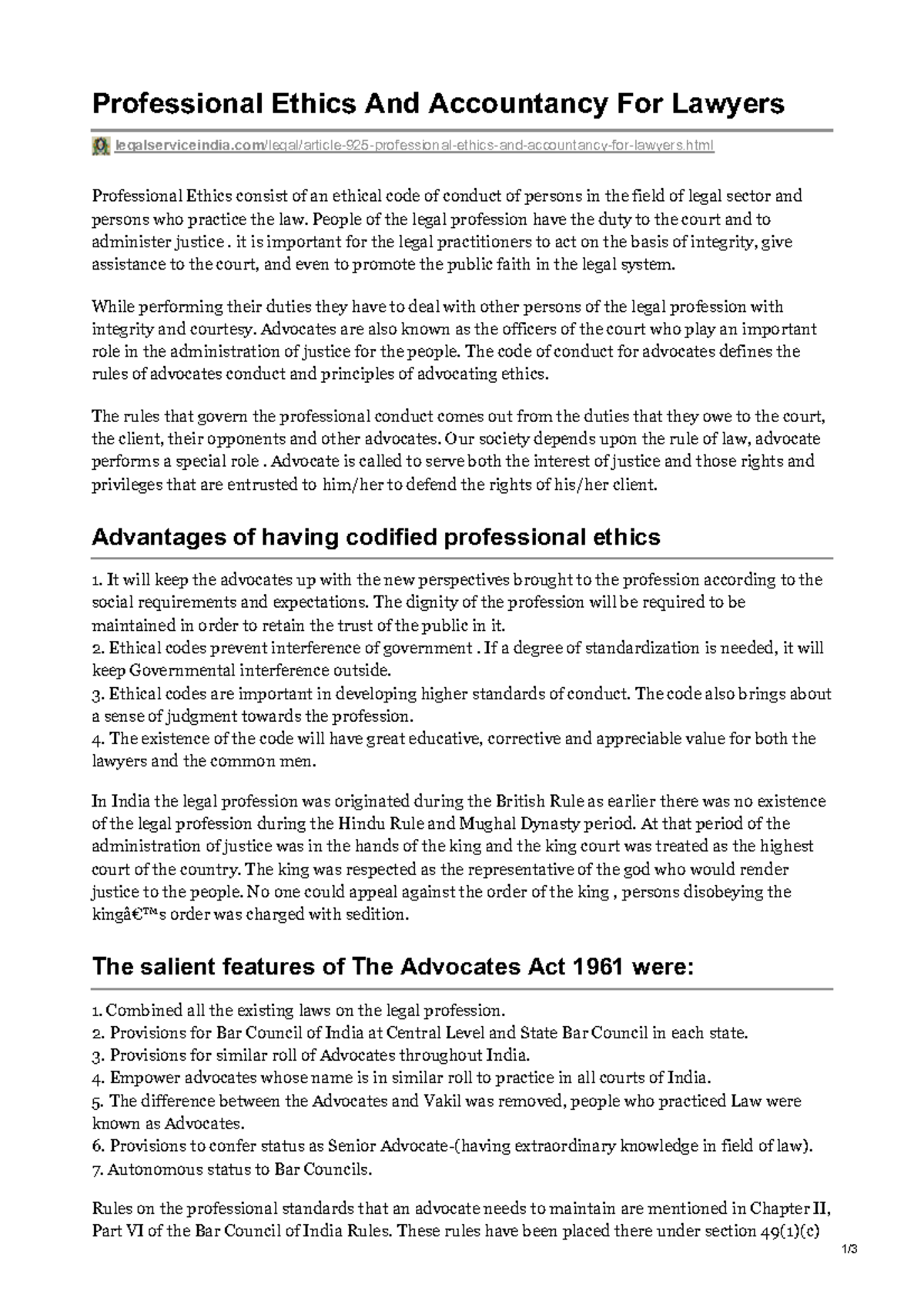 Ethics And Accountancy For Lawyers Professional Ethics And