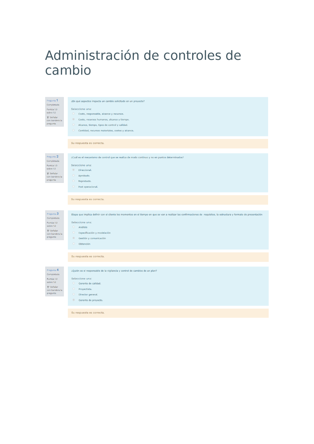 Administración De Controles De Cambio Examen 1-2 - Administración De ...