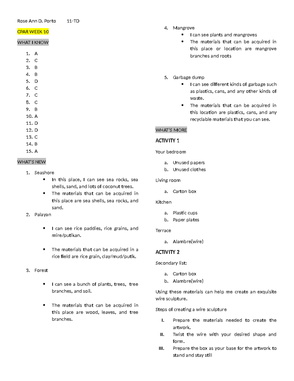 Contemporary Arts Module 10 - Rose Ann D. Porto 11-td Cpar Week 10 What 