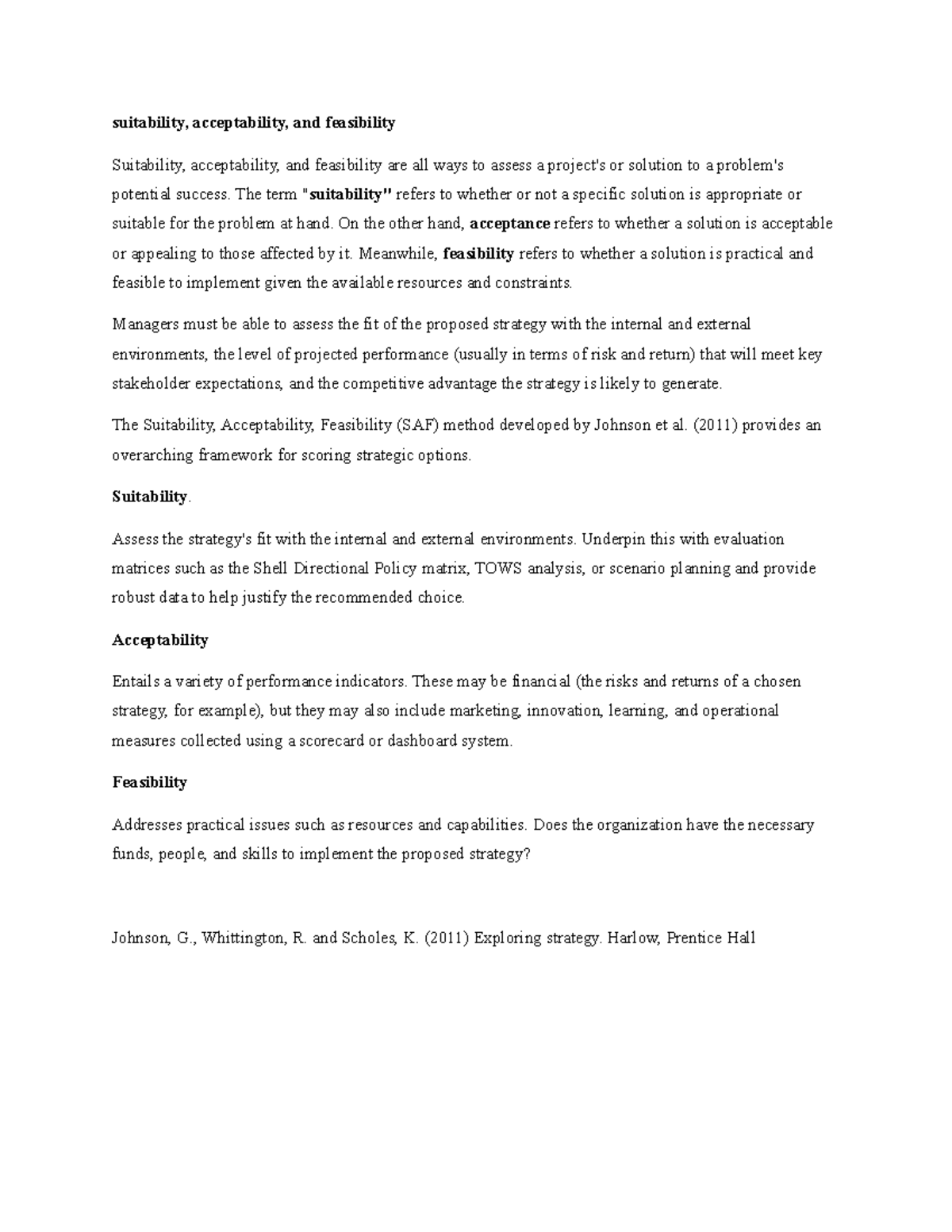 Suitability Short Essays suitability, acceptability, and feasibility Suitability