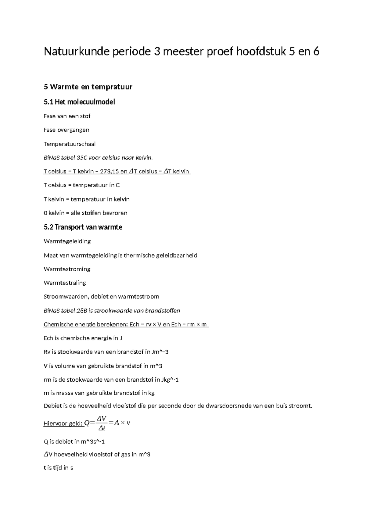 Natuurkunde Leerdocument MPP3 H5 En H6 Natuurkunde Periode 3 Meester