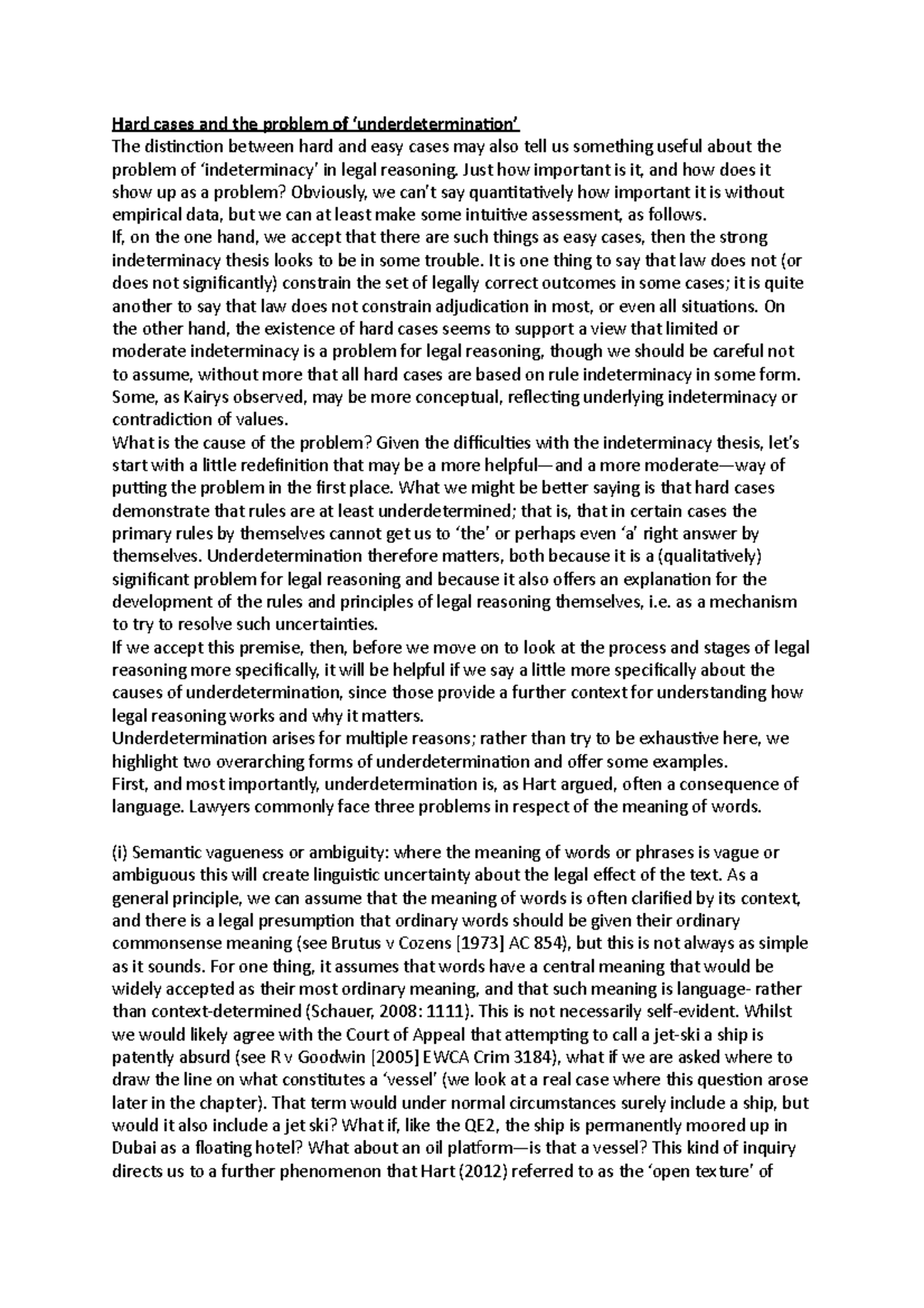 Hard cases and the problem of ‘underdetermination’ - Just how important ...