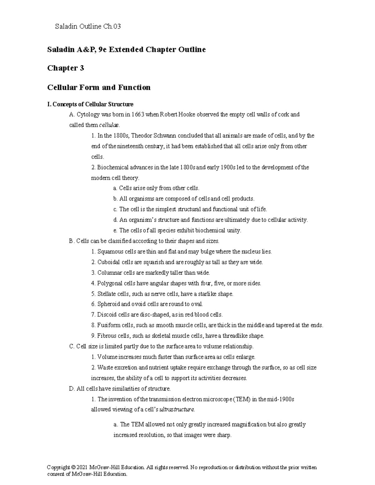 Saladin AP 8e Chp03 Ext Outline Updated - Saladin A&P, 9e Extended ...