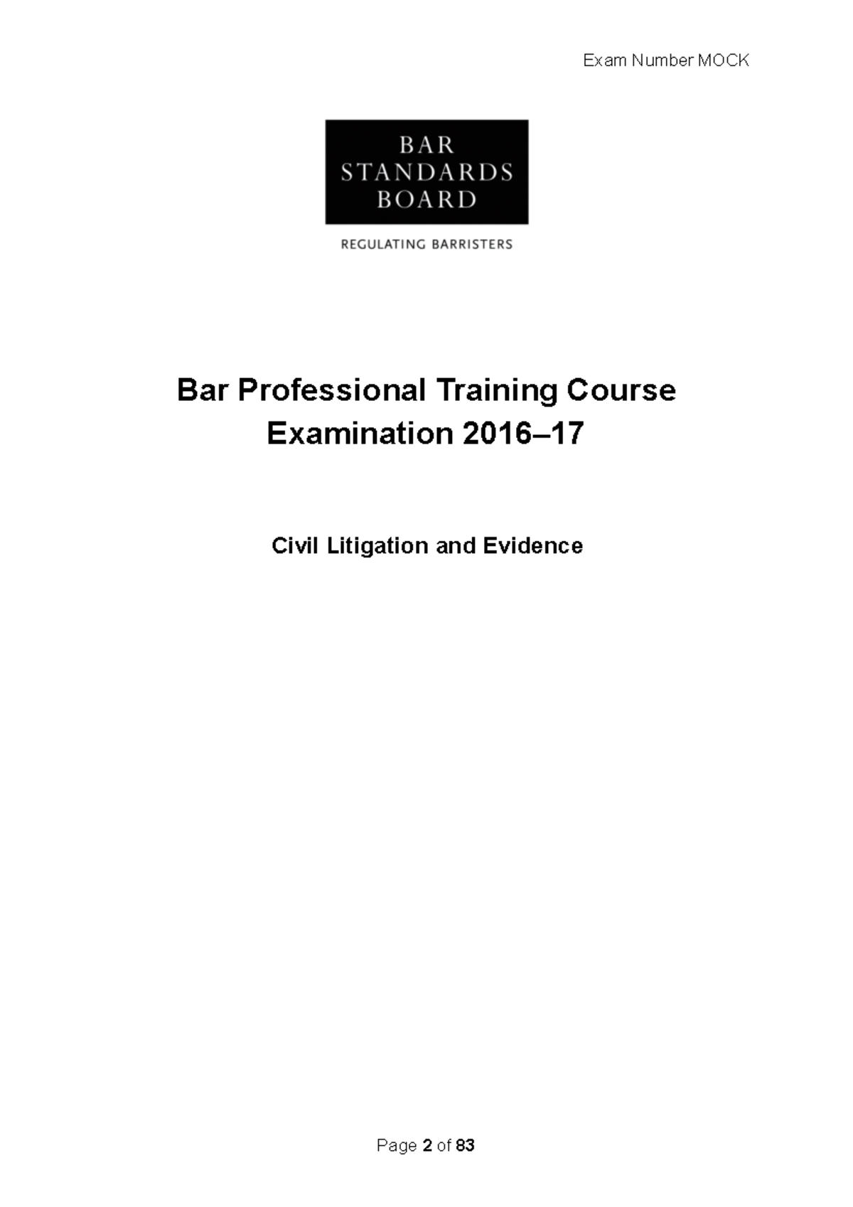 CEB Civil Mock Assessment 2016-2017 - Questions Answers - Exam Number ...