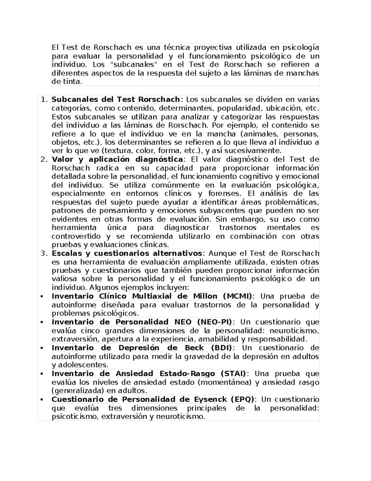 El Test De Rorschach Es Una Técnica Proyectiva Utilizada En Psicología Para Evaluar La 7047