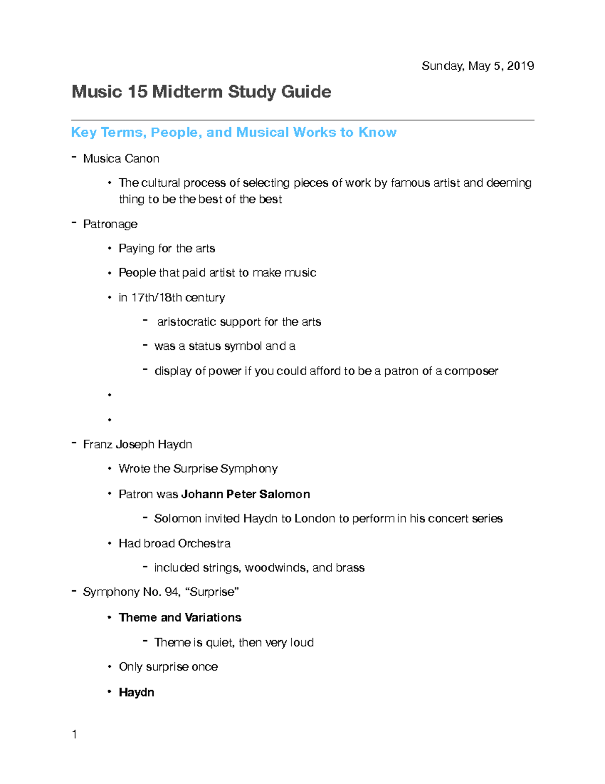 Music 15 Midterm Study Guide - Music 15 Midterm Study Guide Key Terms ...