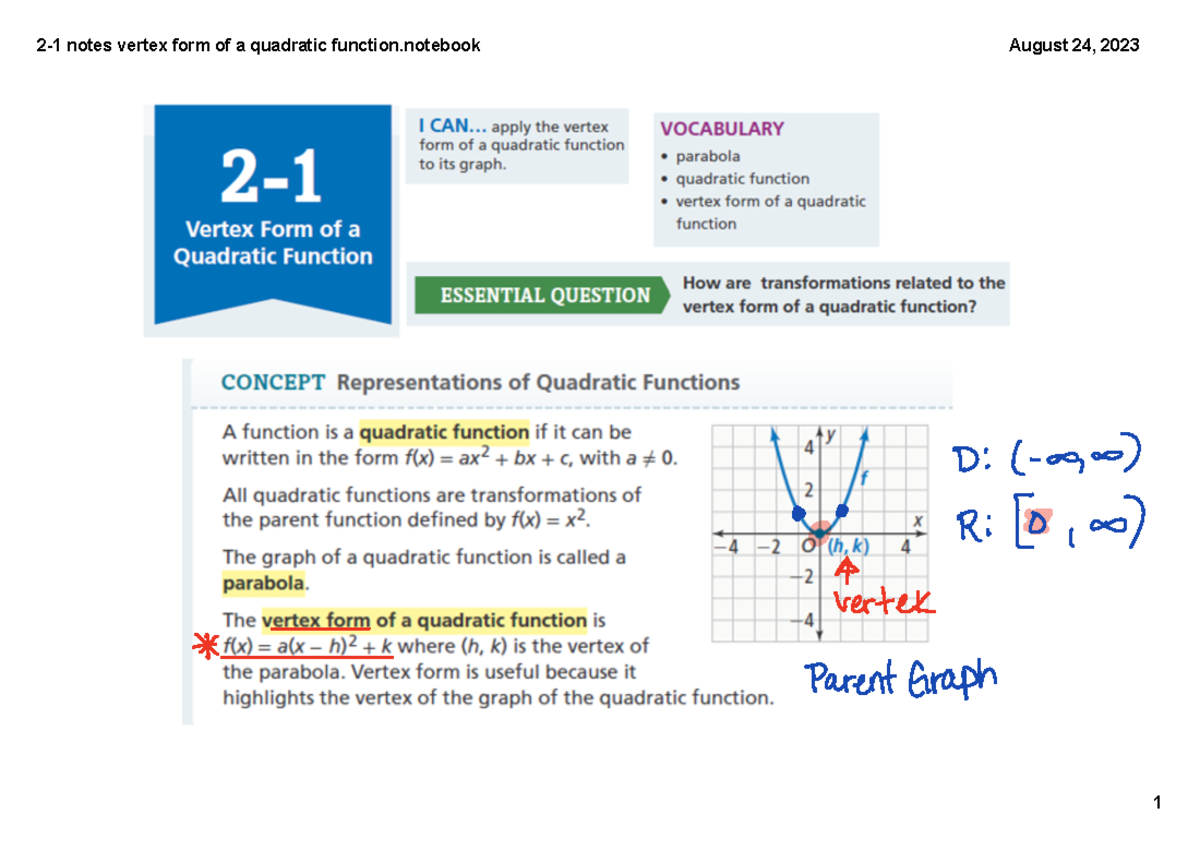 2-1 Completed Notes - D C o o R 7 A vertex ParentGraph verticalmovement ...