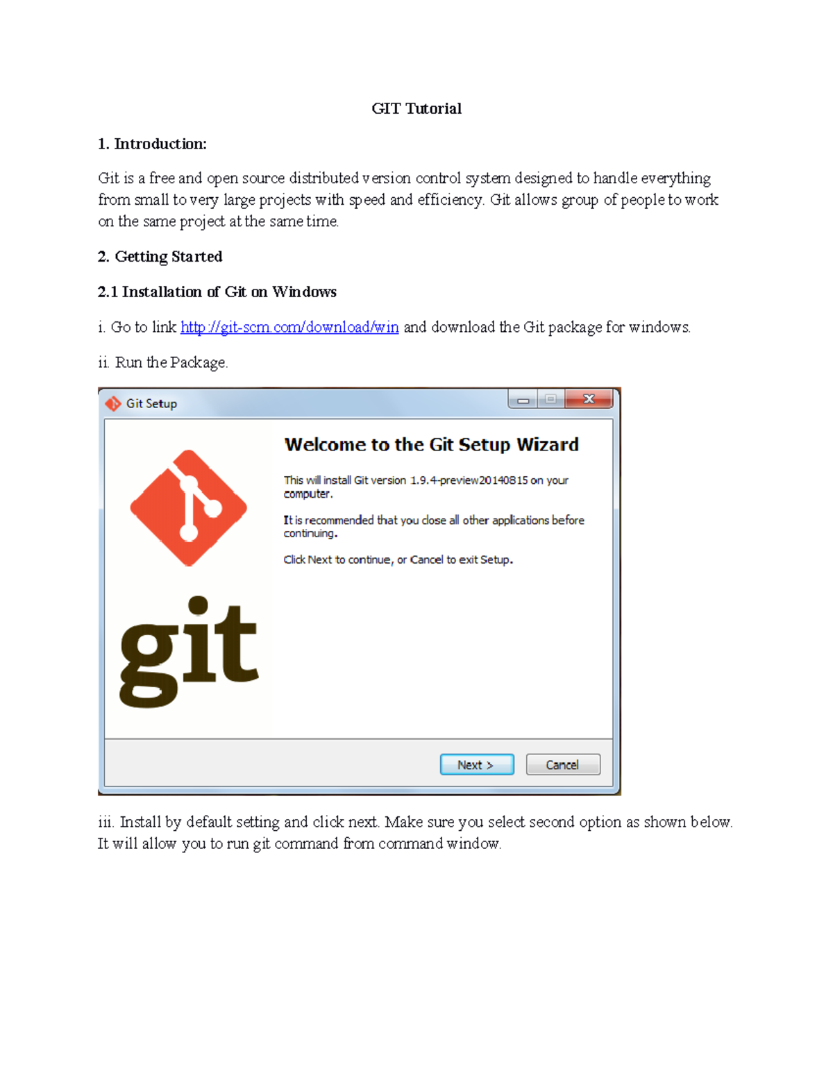 GIT Tutorial - Introduction: Git is a free and open source distributed ...