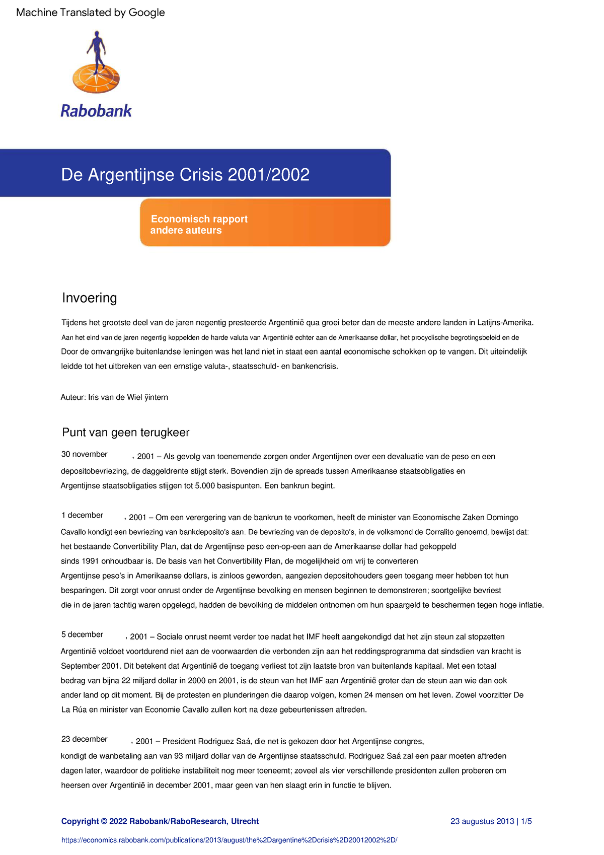 The Argentine Crisis 2001 2002 vertaling - De Argentijnse Crisis 2001