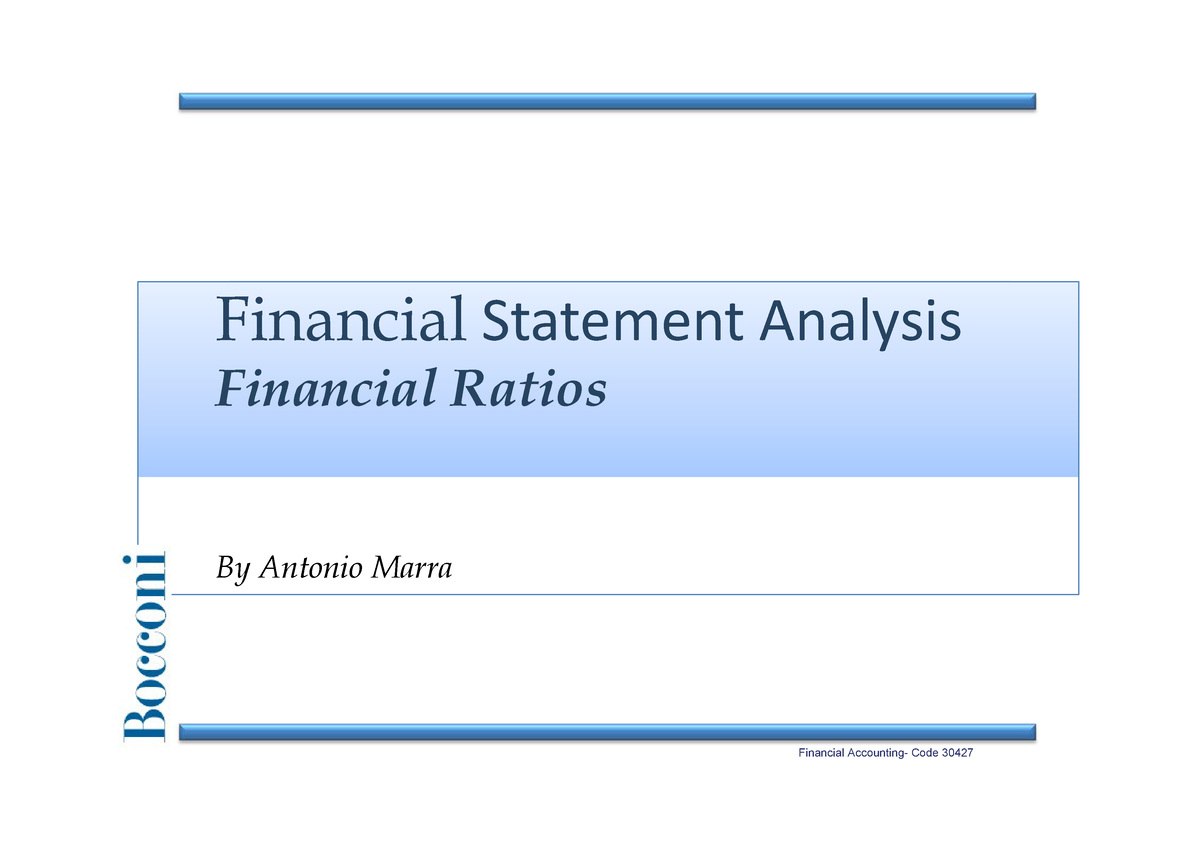 Fsa Ratios Financial Statement Analysis Financial Ratios By Antonio Marra Financial 3659