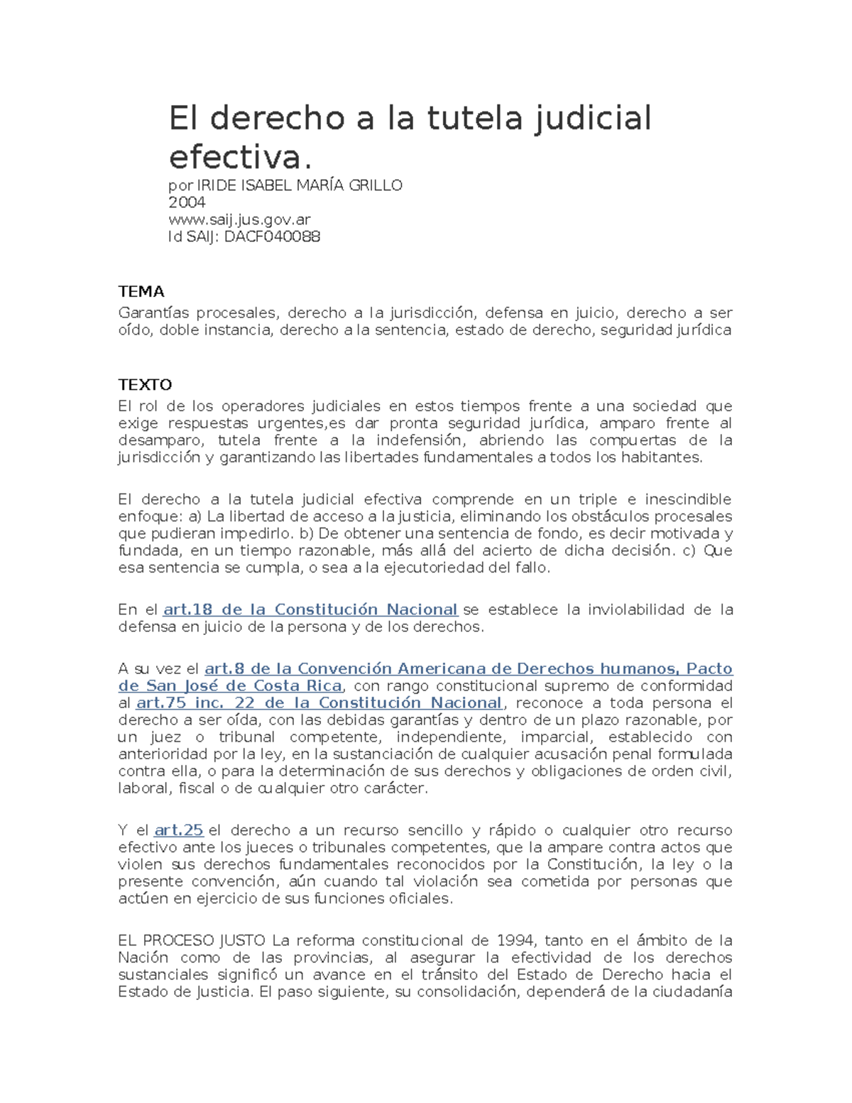 El derecho a la tutela judicial efectiva - por IRIDE ISABEL MARÍA ...