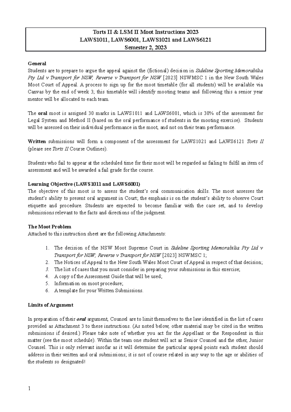 Moot Instructions and judgment Torts II 2023 final - Torts II & LSM II ...